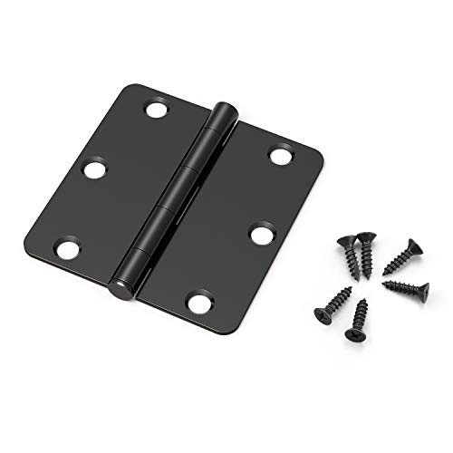 KNOBWELL 24 Pack of Matte Black Door Hinges 3.5 Inch X 3.5 Inch Interior Door Hinges for Doors