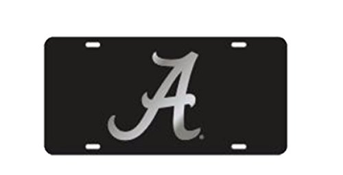 Craftique Alabama Crimson Tide Laser Cut Scripted A Mirrored Car Tag-Black