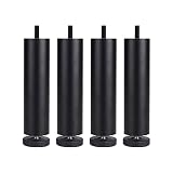 Dnyta 4Pcs 7.7 Inch Furniture Legs Black Adjustable Metal Replacement Couch Legs for Cabinet, Bed, S