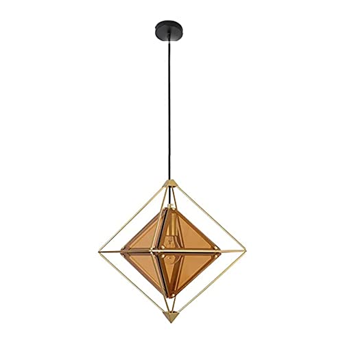 Lampe suspendue en diamant en verre et fer forgé LED pour hall