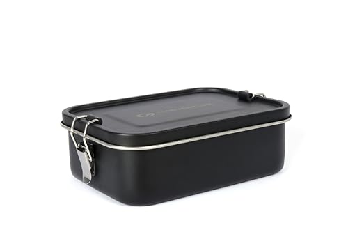 Lifeventure Stainless Steel Lunch Box; Mess Tin Container for Food, Black