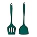 Espátula Cocina Silicona,Espátula Para Wok, Resistente al Calor,Sin BPA, Antiarañazos,Para Huevos Fritos, Tortitas, Pescado Frito,Utensilios Para Cocina y Horneado, Set De 2 Piezas,Verde Oscuro,33cm