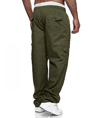 Image of THWEI Mens Cargo Pants Casual Drawstring Athletic Jogger Sports Outdoor Trousers