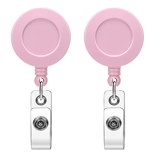 Porte-badge infirmière rétractable rose Soleebee en lot de 2 avec pince crocodile