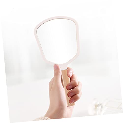 Espejo de mano portátil PRETYZOOM de madera para maquillaje miniatura 2