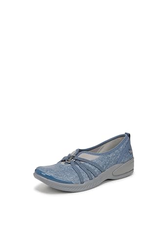 BZees LifeStride Women's Niche Slip-On Comfort Ballet Flat ,Washed Denim Fabric,6