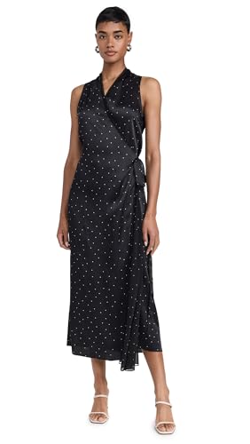 Vince Women's Dot Wrap Dress with Paneled Chiffon, Black, S at Amazon  Women's Clothing store