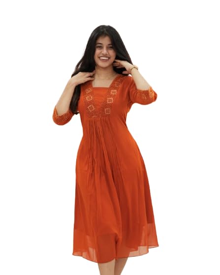 Women's Magenta Anarkali Kurti with Sequin Embellished Neckline and Sleeves, Ethnic Wear-image-18