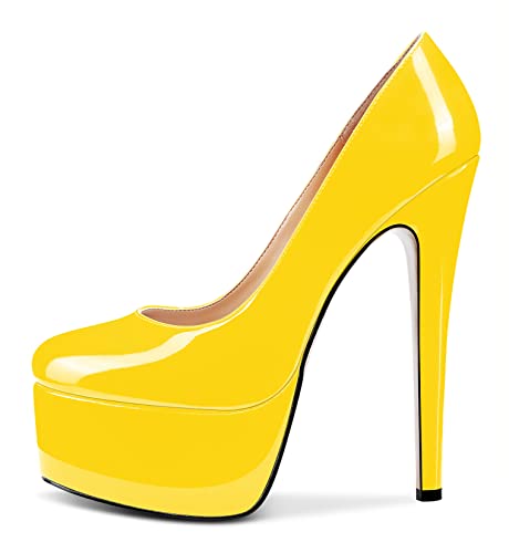 Aachcol Women Platform Pumps Stiletto High Heel Close Round Toe Slip-on Dress Shoes Classic 6 Inch2