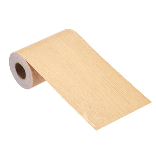 Image of MECCANIXITY Wood Grain Repair Tape, 4 Inch x 33 Feet Self Adhesive Wood Grain Tape Multi-Purpose Wallpaper Border Trim for Furniture Floors Windows Doors Tables Home DIY Project, Bright Yellow