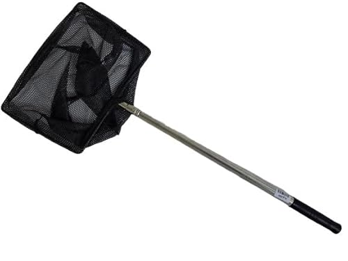 PondH2o Long Handle Telescopic Aquarium Fishnet 30cm Fine Black Mesh Extends To 107cm Aquarium or Pond Fish Net Stainless Steel Handle Soft Nylon, Skimming Small Debris