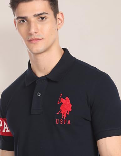 Image of U.S. Polo ASSN. Solid Slim Fit Polo T Shirts for Men - 100% Cotton, Half Sleeves Mens Tshirt