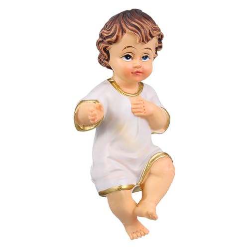Alipis Resina Niño Jesus Figurine Natividad Estatua Coleccionable Santo Niño Jesús Escultura Ornamento de Escritorio para La Decoración de La Iglesia de La Casa 6Cm