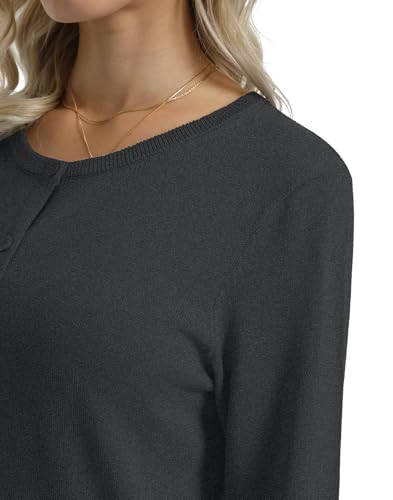 Image of QUALFORT Women's 100% Cotton Lightweight Cardigans Long Sleeve Knitted Button Down Sweater