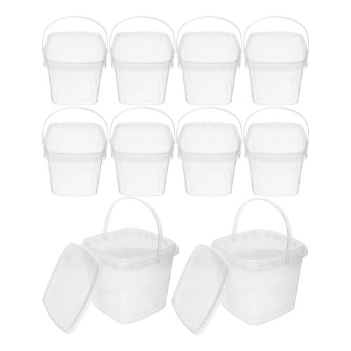 COLLBATH 10個 加厚透明スクエアアイスクリーム容器 蓋付き密封式食品保存カップ 氷キューブ収納 冷凍庫用自家製アイス保管用