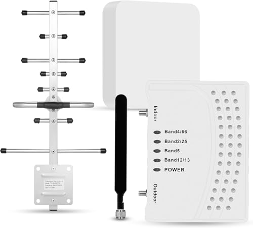 Image of Cell Phone Booster for Home & Multi-Room, Cell Phone Signal Booster with 2 Indoor Antennas for Band 66 /2 /4 /5 /12 /17 /13 /25,Up to 6000 Sq.Ft,Boost 4G 5G LTE Data for All U.S. Carriers, FCC Approved