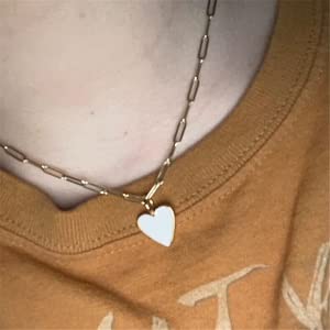 Meeran Heart Necklace for Women Girls,Preppy Jewelry Dainty Paperclip Chain Necklace for Women,Cute Pink Heart Preppy Necklaces 16+2 Inches - Image 4