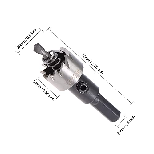 sourcingmap 20mm HSS Drill Bit Hole Saw for Stainless Steel Metal Alloy Wood, 20x14mm - Image 2