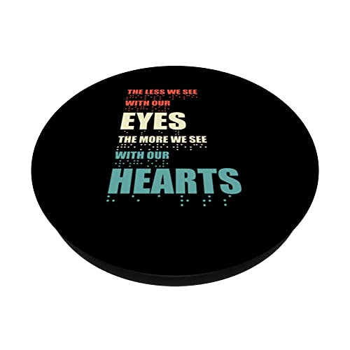 Less We See With Our Eyes The More We See With Heart Braille PopSockets Swappable PopGrip, Black - Image 2