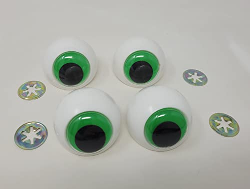 Pair of Zim's Giant 48mm Green Plastic Wiggle Googly Frog Safety Eyes for Craft Dolls or Puppets (Pack of 2)