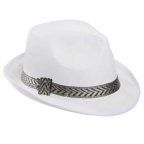 WANDERLUST DECO Chapeau Fedora Blanc avec Ruban 58