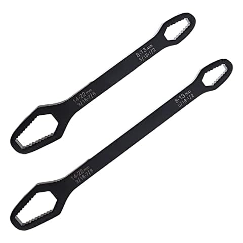 SeonFook 2PCS 5/16-7/8 Inch Double Ended Wrench Multifunctional Wrench Self-Tightening Adjustable Torx Spanner Key Set Bolts Nuts Wrench Repair Tools for DIY Machine, Auto Maintenance (Black) Cover