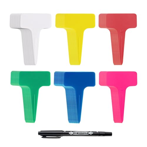 Lot de 120 étiquettes colorées pour plantes avec 1 marqueur noir, étiquettes en T, étiquettes de jardin, parfaites pour écrire des graines, des semis, des fleurs et des plantes d'intérieur