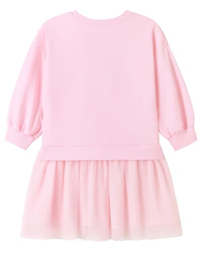 Image of Girls Cotton Long Sleeve Casual Cartoon Appliques Striped Jersey Dresses