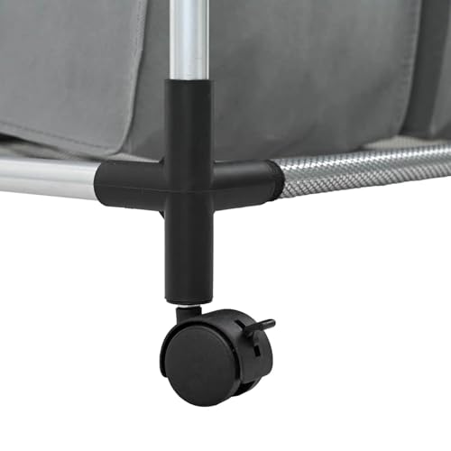 Tidyard Laundry Basket with Wheels 4 Compartments Grey laundry basket Model42001900 - Image 9