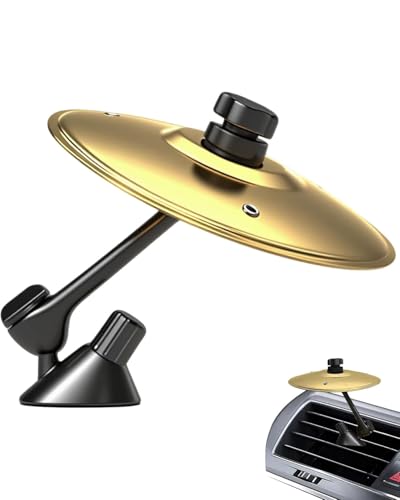 HUVZOR 1 pieza Platillo Bateria para Coche, Car Cymbal Drum Air Vent, Presa d'aria per Piatti per Auto, Mini Car Crash Cymbal(dorado)