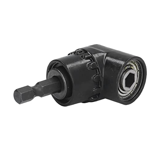 Walfront Right Angle Drill Adapter, 1/4in Hex Shank Angled Bit Holder, Adjustable Screwdriver Socket Attachment, Power Tools Accessory, Chrome Vanadium Steel, 12V or 18V, Drill Adapter