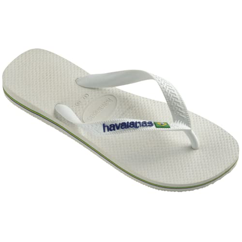 Havaianas Women's Brazil Logo Flip flops - Spring and Summer Sandals for Women - White, 11/12W - 9/10M2