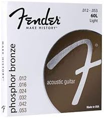 Fender Phosphor Bronze Acoustic Guitar Strings, Ball End, 60L .012-.053 Gauges, 3-Pack