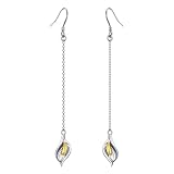 PLATYCO 925 Sterling Silver Calla Lily Dangle Earrings for Women White Gold Plating Flower Jewelry C