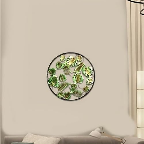 Image of Iron Large Round Leaf Handcrafted Multicolor Metal Abstract Wall Art Decorative Wall Frame Sculpture for Living Room Bedroom Drawing Room Home Decor