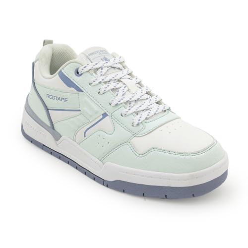Image of Red Tape Women's Sneakers White Blue Pu Round Toe Lace-Up