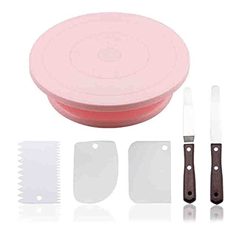 caihuashopping Gramofon do ciasta plastikowa talerz na ciasto obrotowy antypoślizgowy okrągły stojak do ciasta narzędzia dekoracyjne otary stół artykuły do ciasta akcesoria do pieczenia wirowania stojak na ciasto (kolor: A)