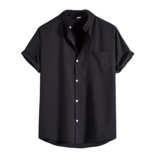 Chemise d'été décontractée pour homme | Coupe confort Noir XXL à boutons