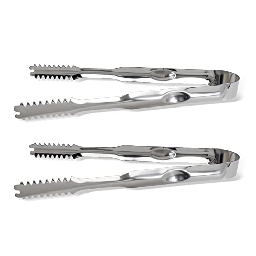 2 Pieces 7-Inch Stainless Steel Ice Tongs For Cube Pliers Candy Appetizers Serving Clip Dishwasher Safe Kitchen Tongs For Wedding Party Bbq Tea Coffee Bar Grill, Silver #TOP7
