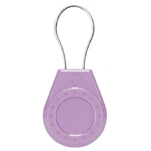 Image of Air Tagholder Keychain Case with Steel Wire Cable & Hex Lock, Waterproof Anti-Lost Shockproof Cover Compatible with Apple Air Tag for Luggage, Backpack, Keys (Purple)