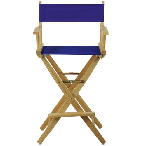 212 Main 206-30-032-13 30 in. Extra-Wide Premium Directors Chair Natural Frame with Royal Blue Color Cover
