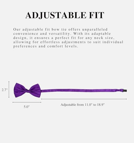 Image of MDSTYLE Bow Ties for Men Pre-Tied Adjustable - Classic Men's Bow Tie - Tuxedo Wedding Formal Bowtie Solid Color Bowties (Purple 2pcs)