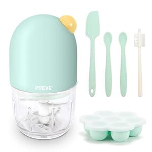 Baby Food Maker, Mini Processor kits for Baby Fruit, Vegatable, Meat, Food Chopper Small Puree Blender with Food Freezer Tray,Silicone Spoons, Spatula
