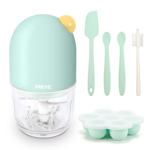 Baby Food Maker, Mini Processor kits for Baby Fruit, Vegatable, Meat, Food Chopper Small Puree Blender with Food Freezer Tray,Silicone Spoons, Spatula