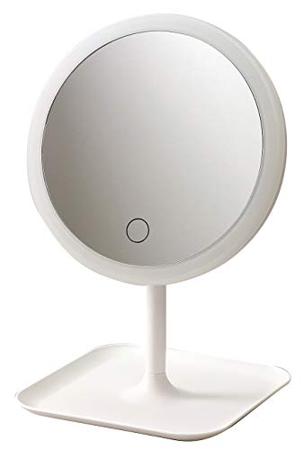 アーテック LEDライト付き卓上ミラー 51284 /テレワークに/明るさ調整可/メイクミラーとして / 1回の充電で最大30時間使用可