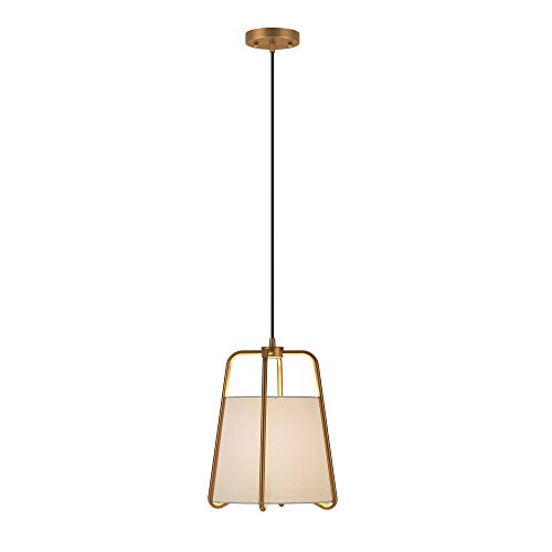 Marduk 11" Wide Pendant With Fabric Shade In Blackened Bronze/White #TOP3