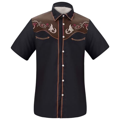 Chemise manches courtes revers homme au style western imprimé 3D pour l'été