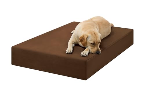 Barker Beds Large Orthopedic Dog Bed - 7' Memory Foam Mattress - 50-70 lbs - Joint Pain & Arthritis Support - Vet Recommended, Washable Cover - Made in USA - 48'x30'x7' - Chocolate