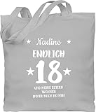 Baumwolltasche - 18. Geburtstag - Endlich 18 und meine Eltern wohnen immer noch bei mir - eigener Name und Sterne - weiß - Unisize - Hellgrau - personalisierte geschenke mädchen zum 18.geburtstag