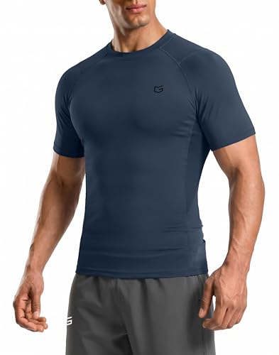 Compression Shirt Men Short Sleeve Dry Fit T-Shirt Athletic Workout Base Layer Moisture Wicking Undershirts for Men(Dusty Blue,XL)